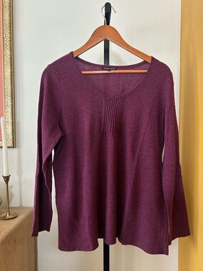 Eileen Fisher Wool Angora Cashmere Scoop Neck Sweater Top Pink Purple Size L